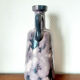 Vintage cracked ceramic bottle vase