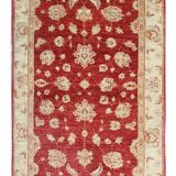 Handmade Wool Red Rug, Floral Oriental Carpet for Living Room 152x100cm