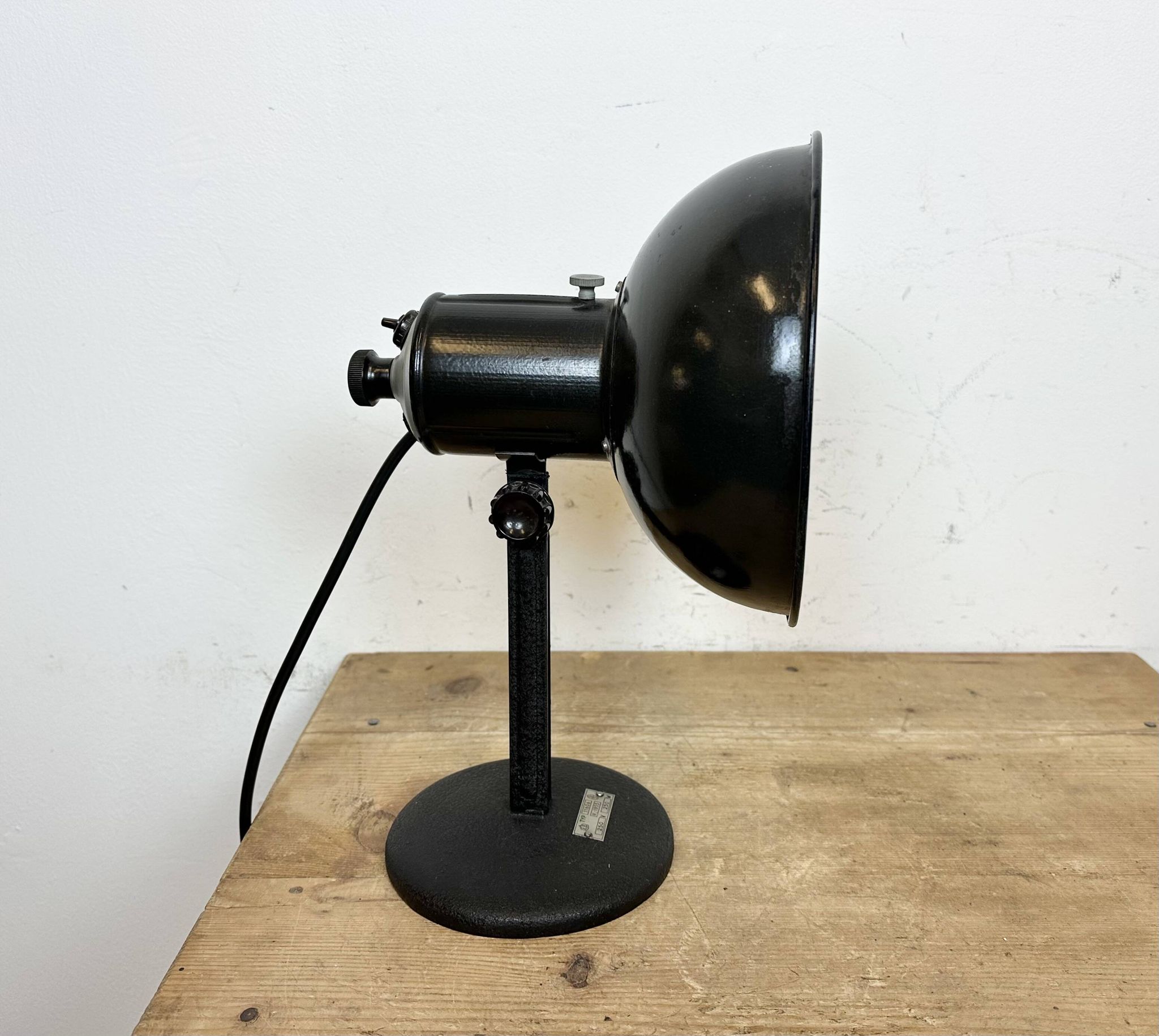 Vintage black enamel table photo lamp, 1950s