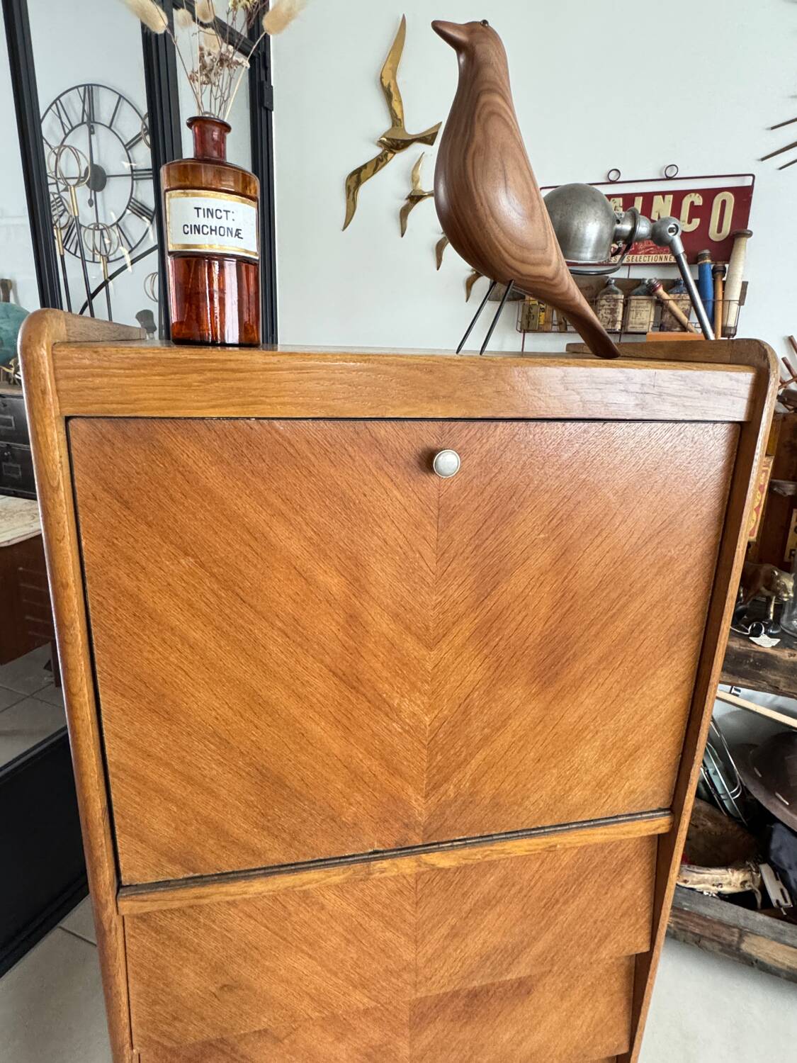 Vintage wooden secretary desk from the 50s