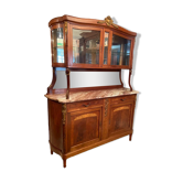 Sideboard two body mirror top marble decoration inlaid bronze Louis XVI