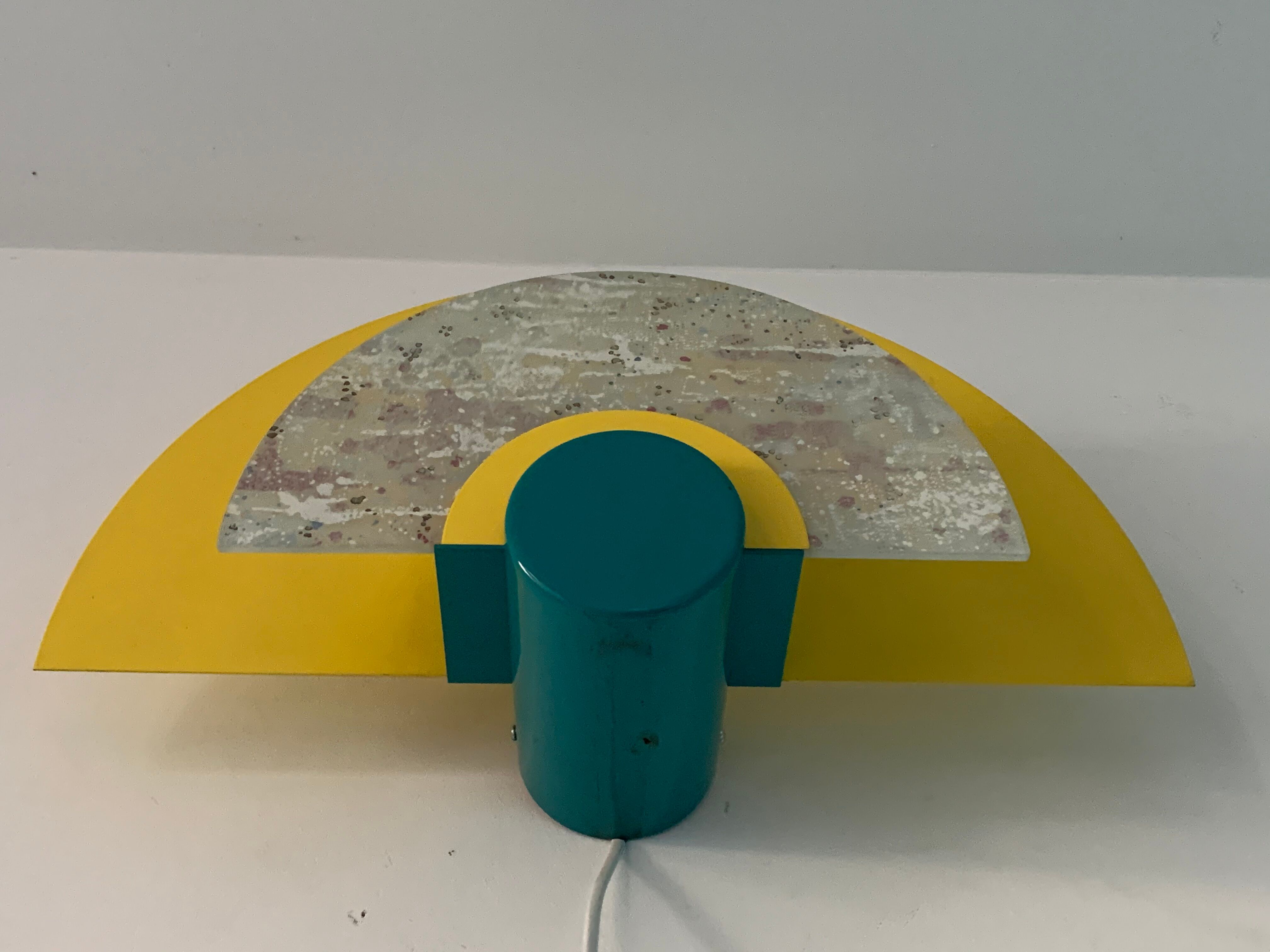 Colorful metal and glass wall light  Arlus 1980