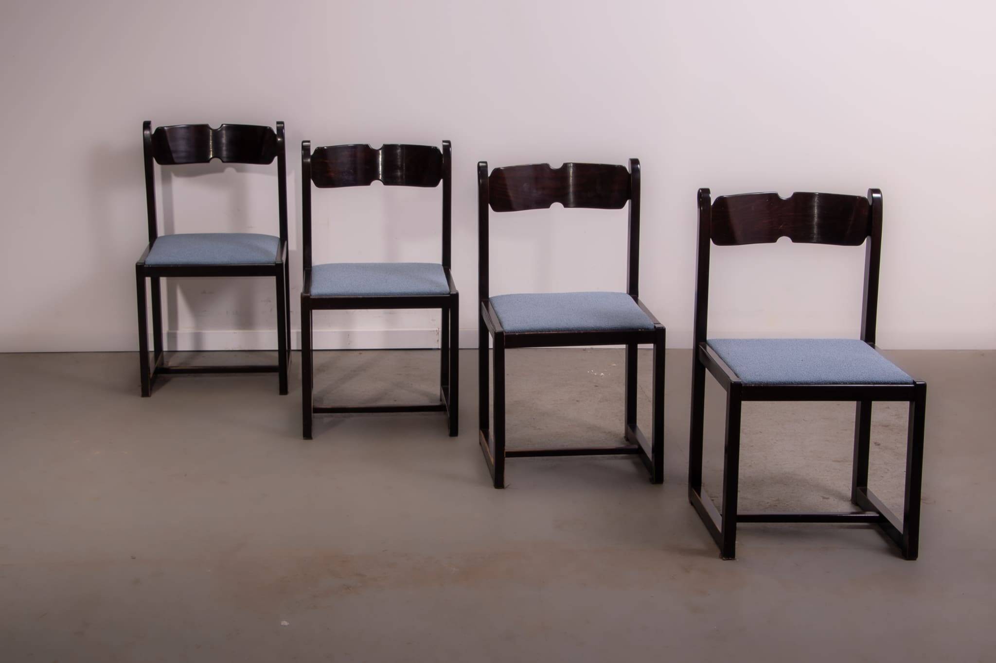 Italian beech and boucle dining chairs