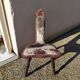 Brutalist tripod chair in wood and vintage leather