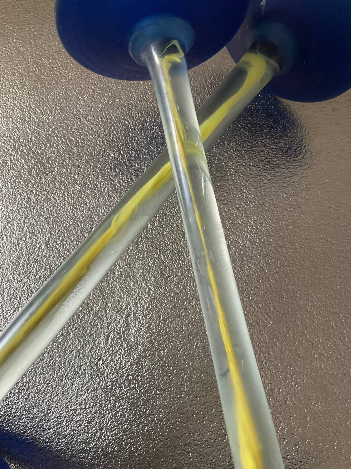 Duo of vintage Kosta Boda candlesticks in glass paste