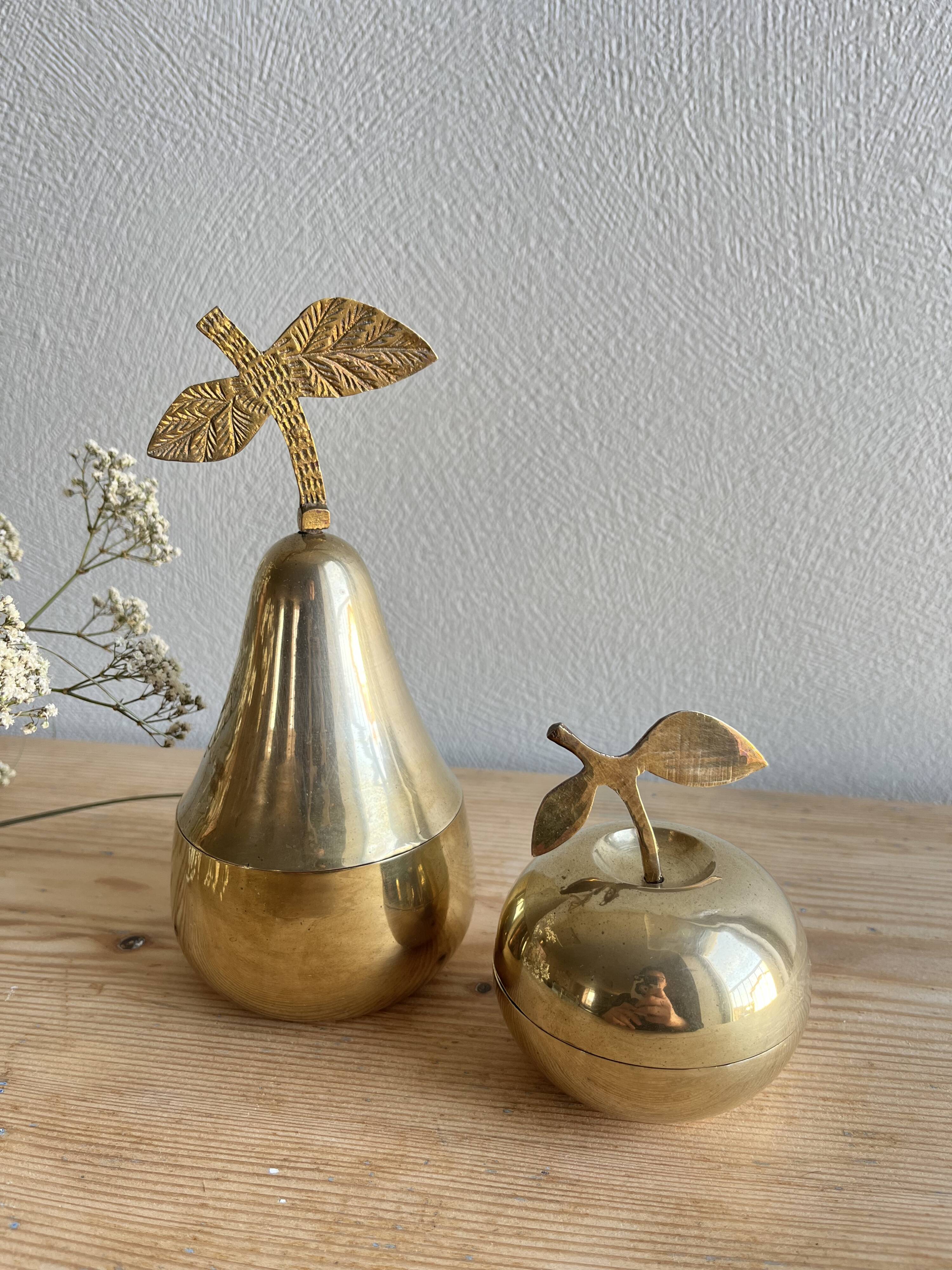 Vintage brass apple pear boxes