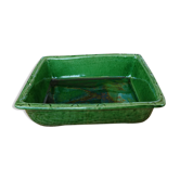 Vallauris green enamelled dish