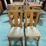 1980s dining room in rattan and oak veneer