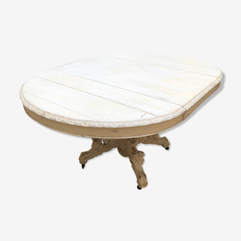 Table à manger ovale bois cérusé blanc