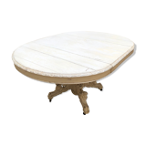 oval white cerused wood dining table