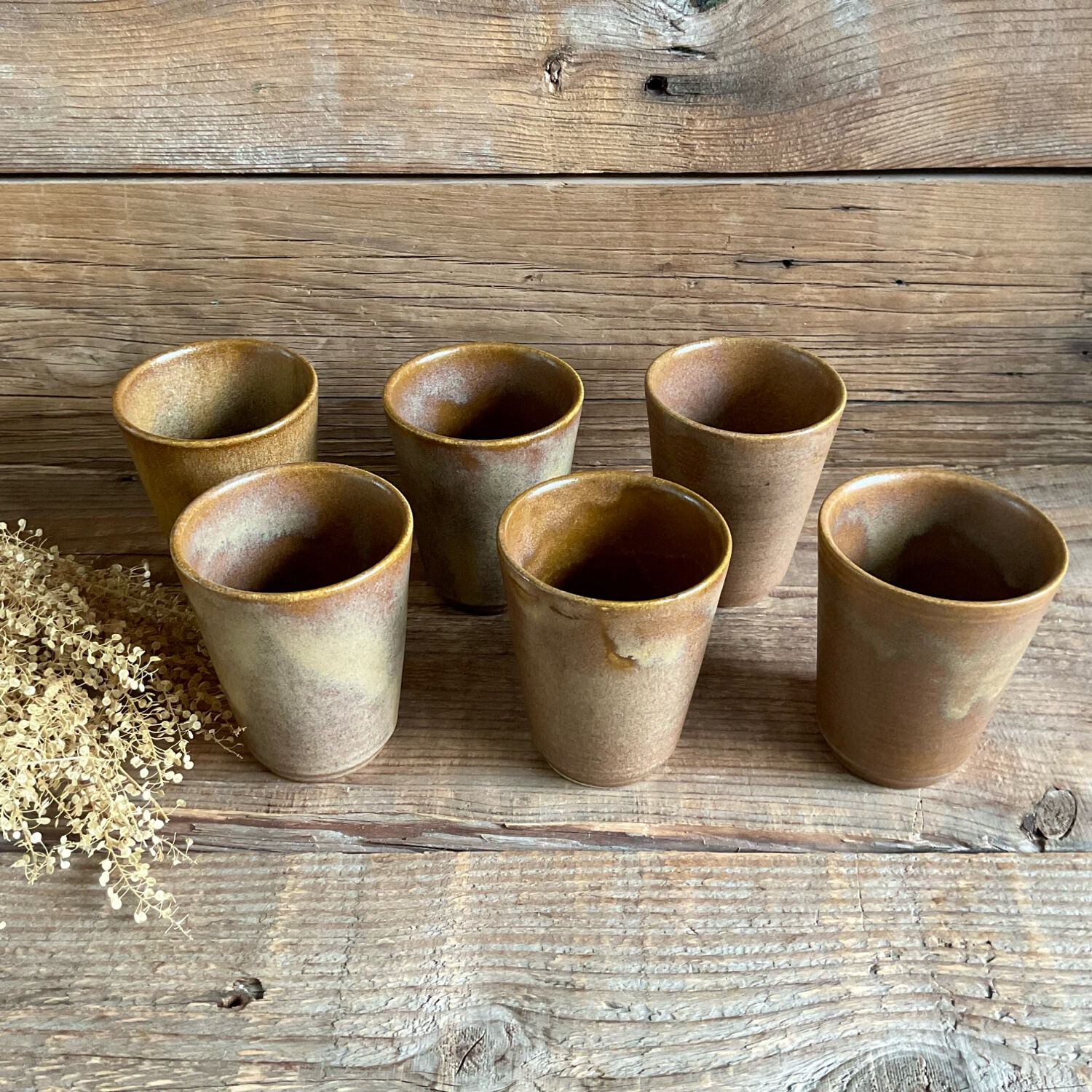 6 stoneware cups Digoin France