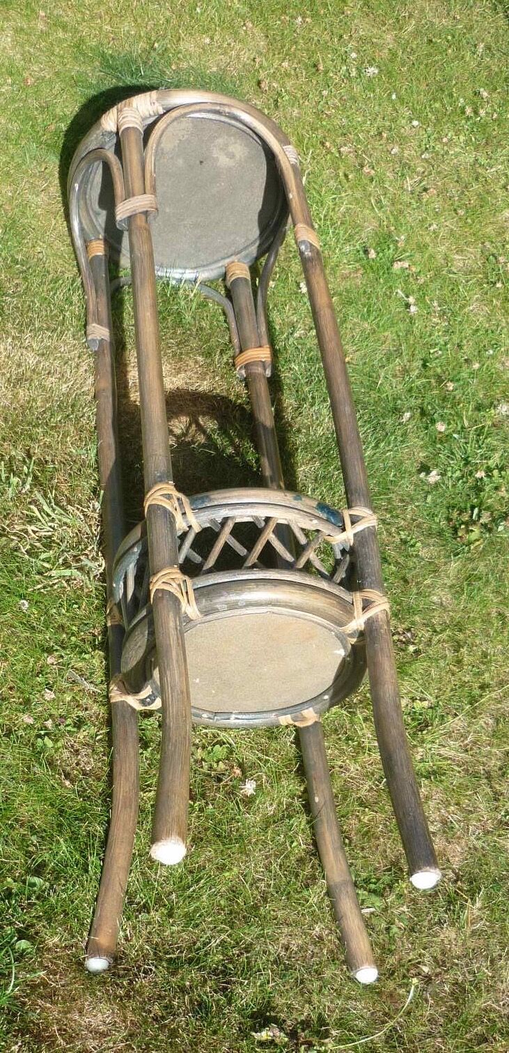 Side table in rattan and bamboo