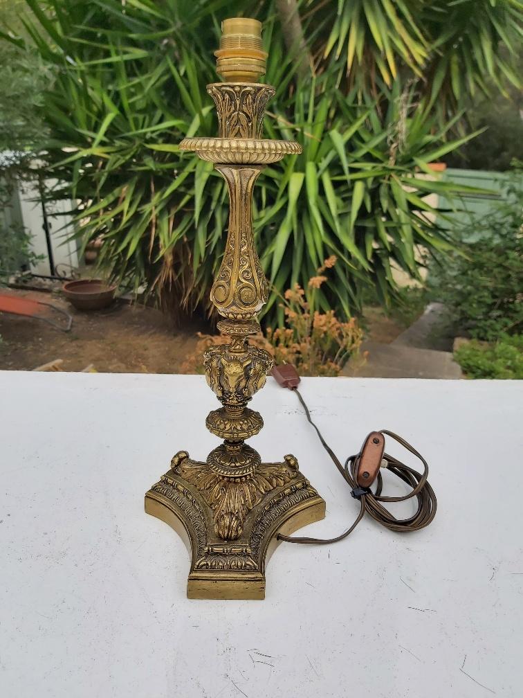 Pair of 19th century bronze lamps ibex decorations