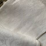 6  serviettes de table en fil de coton damassé blanc monogramme SL.