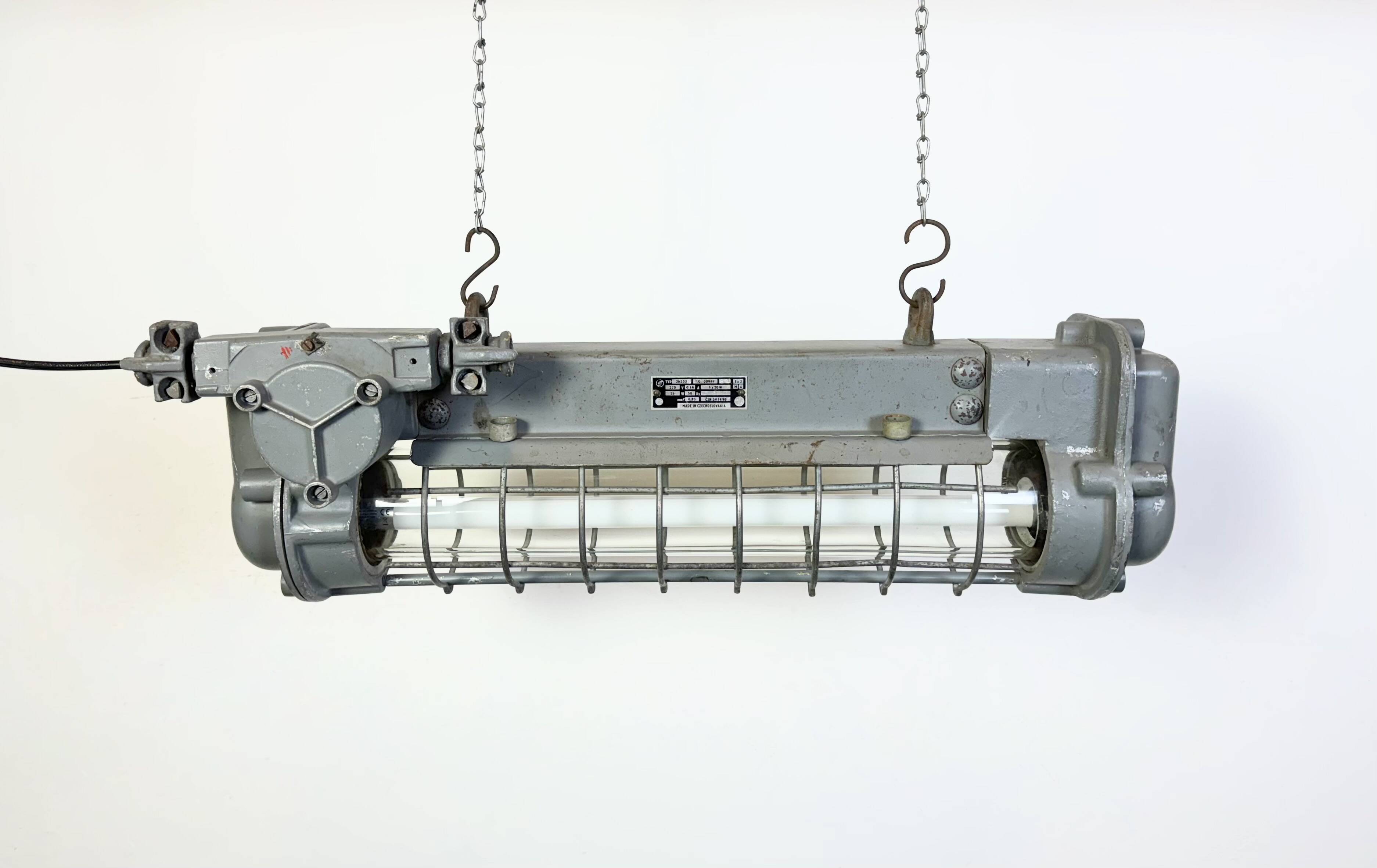 Grey Industrial Hanging Tube Light from Elektrosvit, 1970s