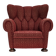 1960s, Danish relax armchair, original red furniture wool, oak wood legs.