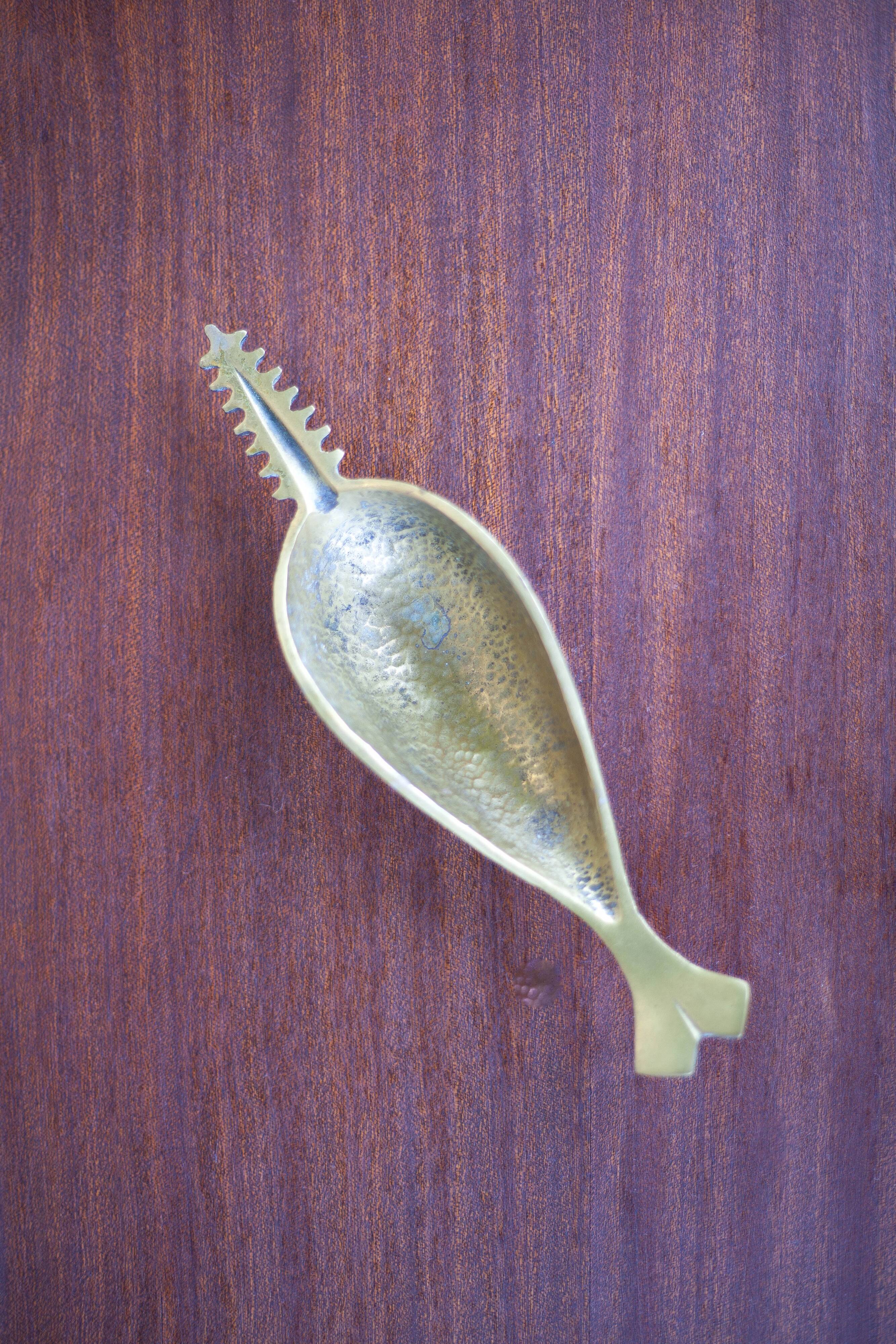 Brass ashtray, fish saw, modernist, decoration