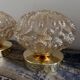 Set of two vintage amber glass wall lights