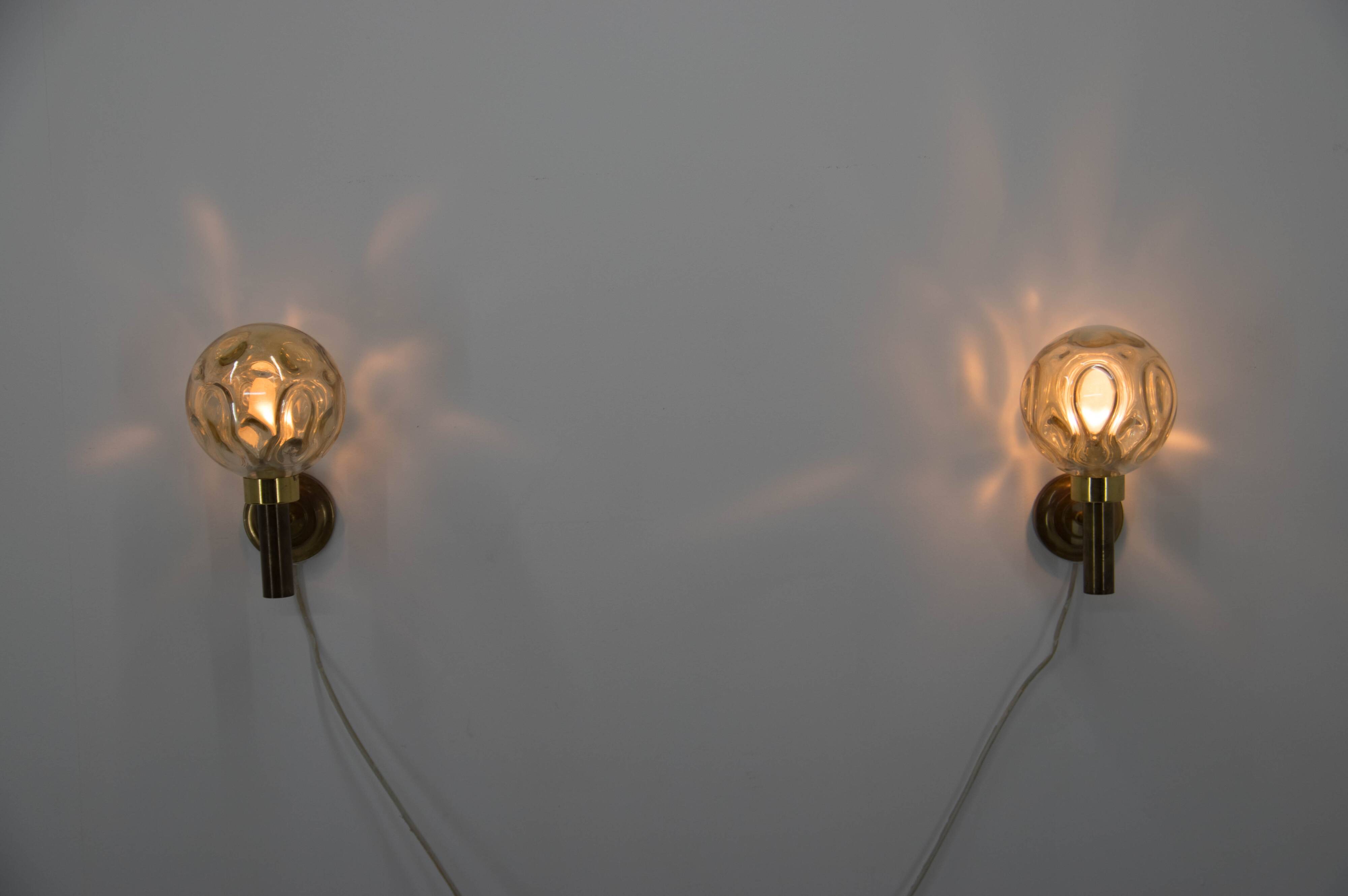 Set of Two Wall Lamps, Denmark, 1970s