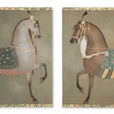 Painted canvas depicting a side view of an Indian horse. Contemporary work.