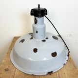 Large Industrial Midcentury Grey Enamel Factory Lamp, 1950s