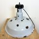 Large Industrial Midcentury Grey Enamel Factory Lamp, 1950s