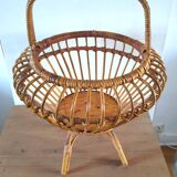 Worker bamboo rattan basket design 60s