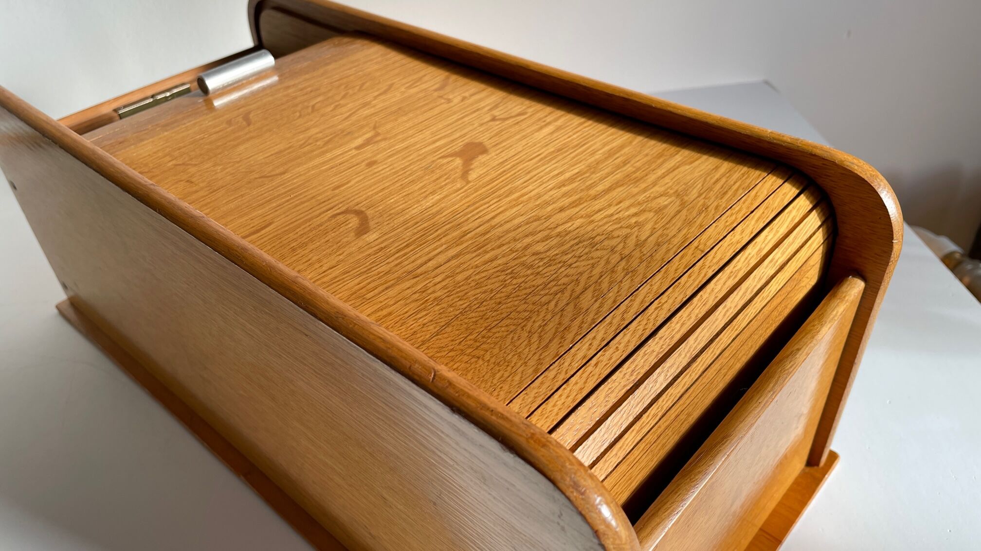 Wooden box with curtain vintage storage