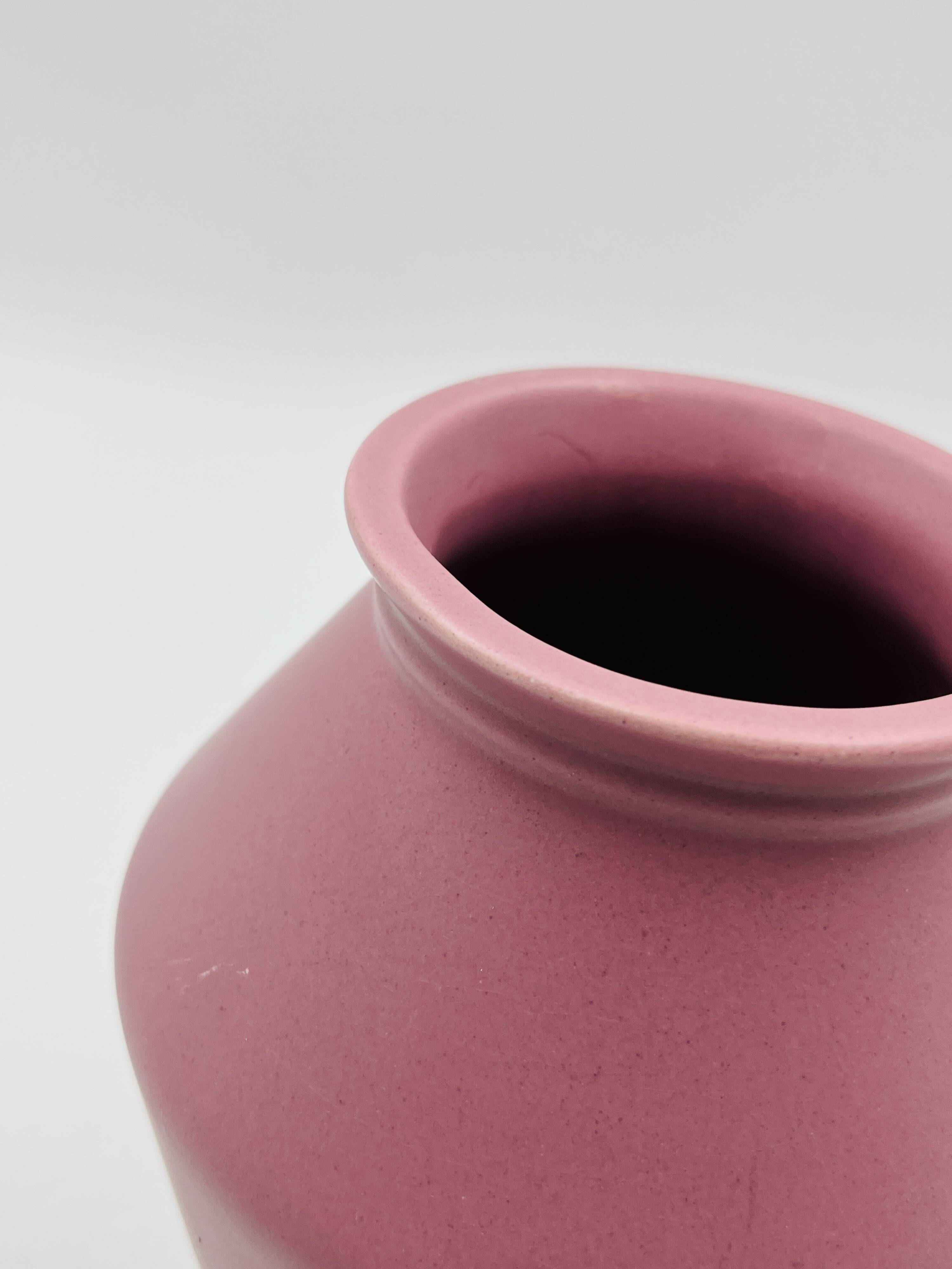 Vintage matte powder pink ceramic vase