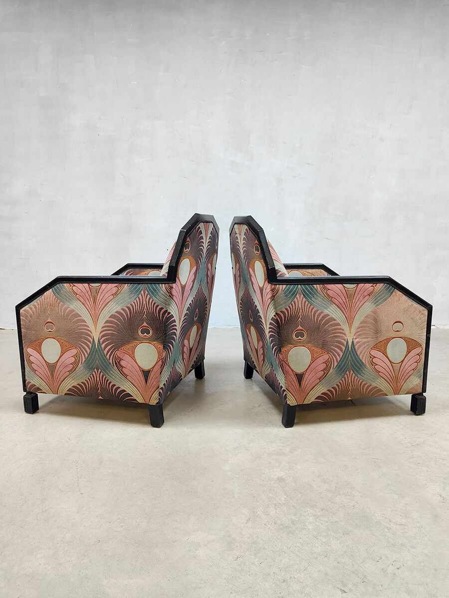 Art deco club chairs lounge chairs 'Luxury peacock dessin'