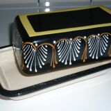 Butter dish with its black lid signed HB