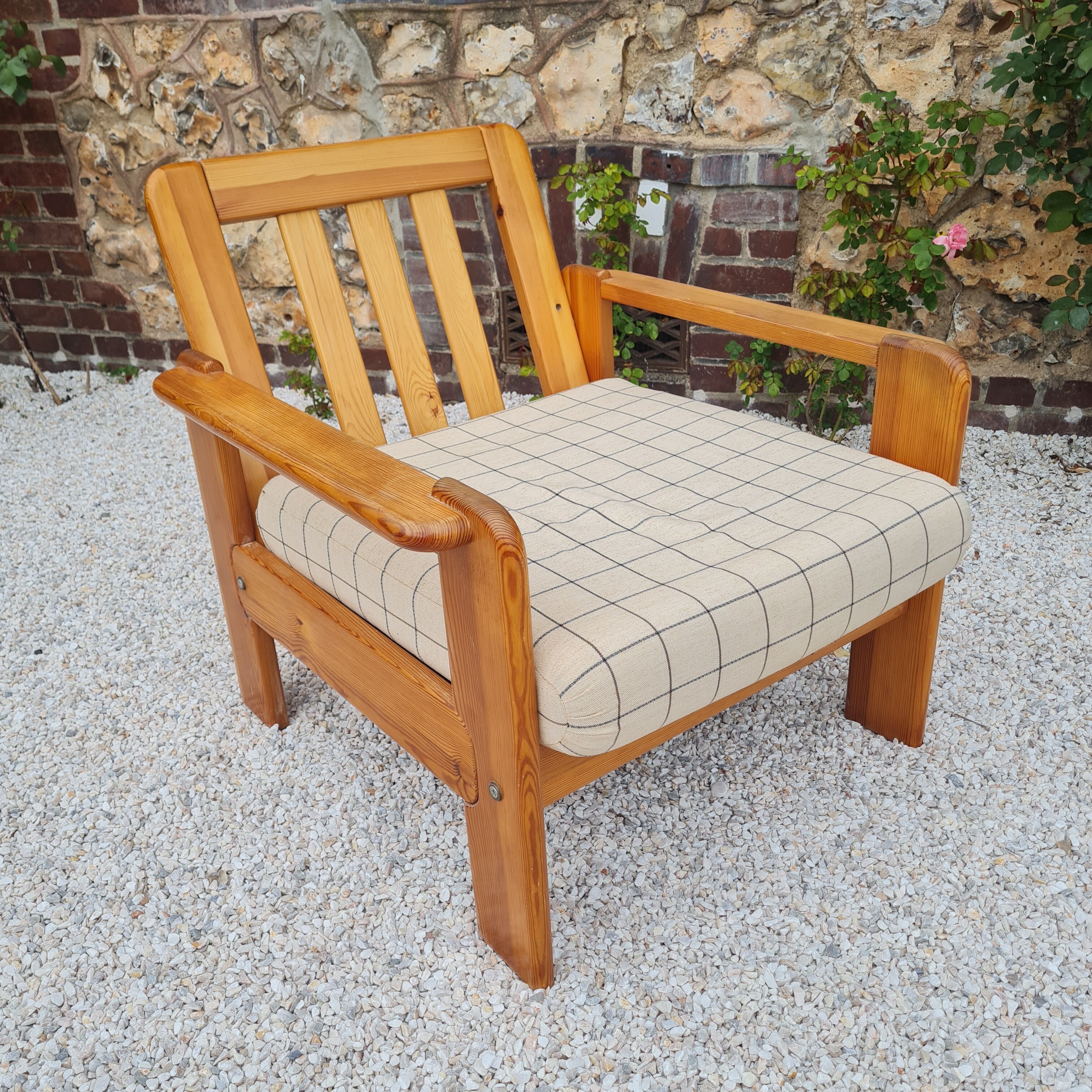 Fauteuil suédois en pin 1970