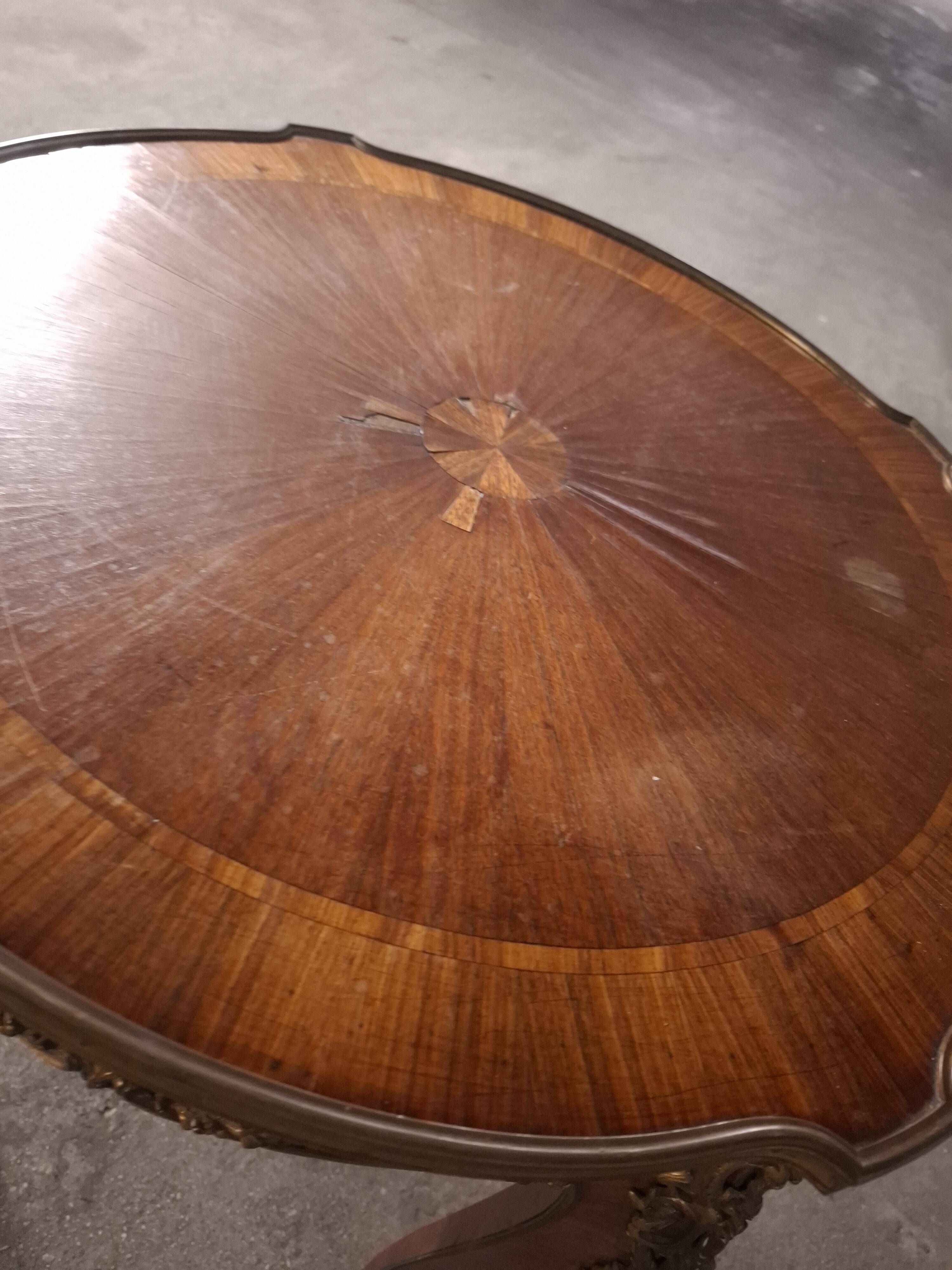 Louis XV style gueridon side table in marquetry