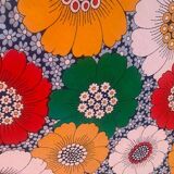 Large floral tilting beach umbrella with cotton fringes, 1960