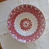 Antique Saint-Amand faience salad bowl model 2078 – Burgundy geometric pattern
