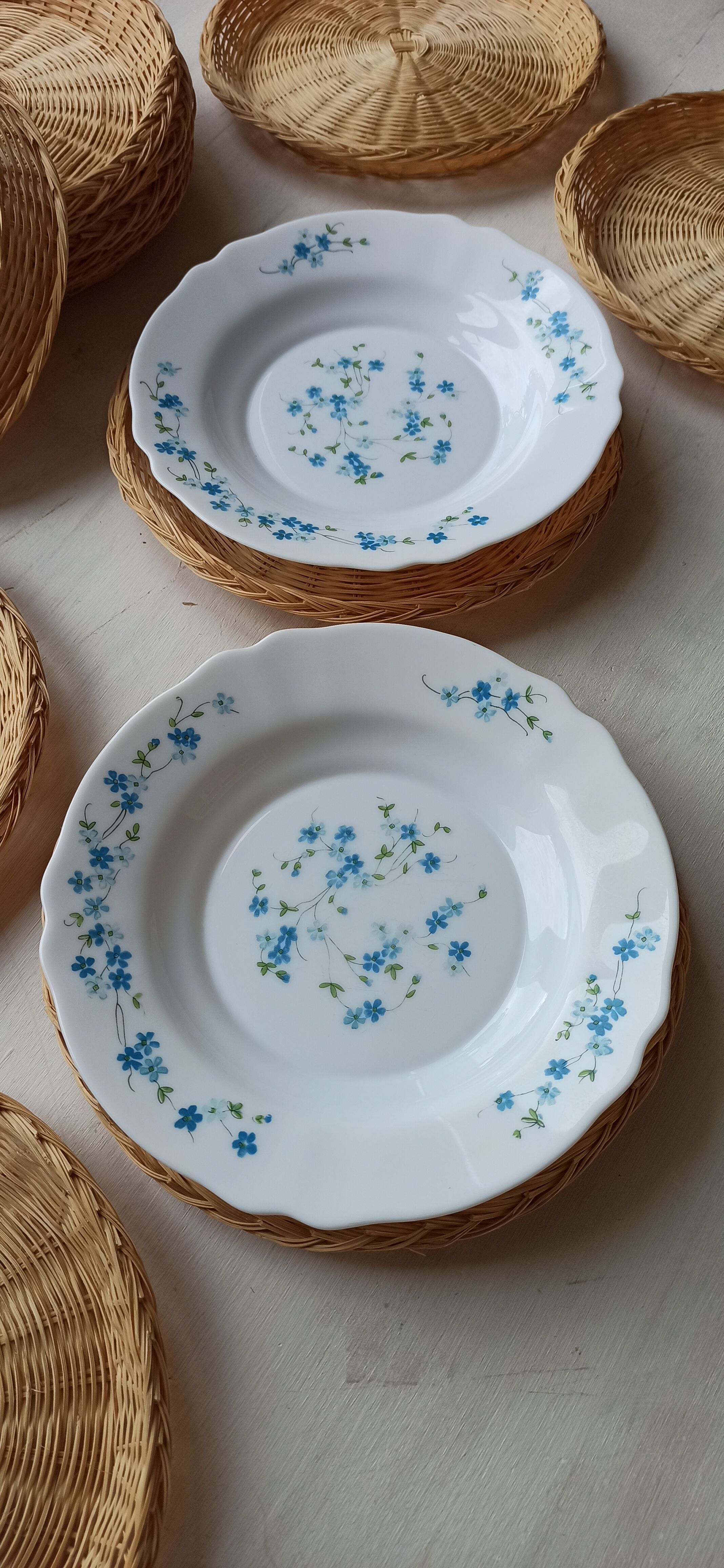 Wall composition of vintage baskets