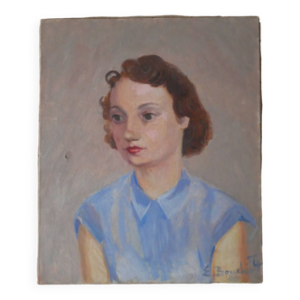 Painting painting portrait young woman 50s