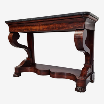 Antique french flame mahogany console table c1830