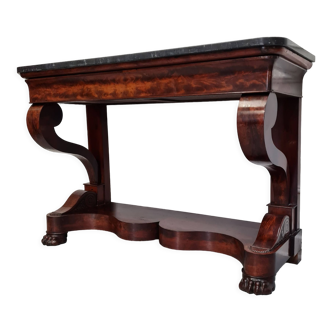 Console antique en acajou à flamme française c1830