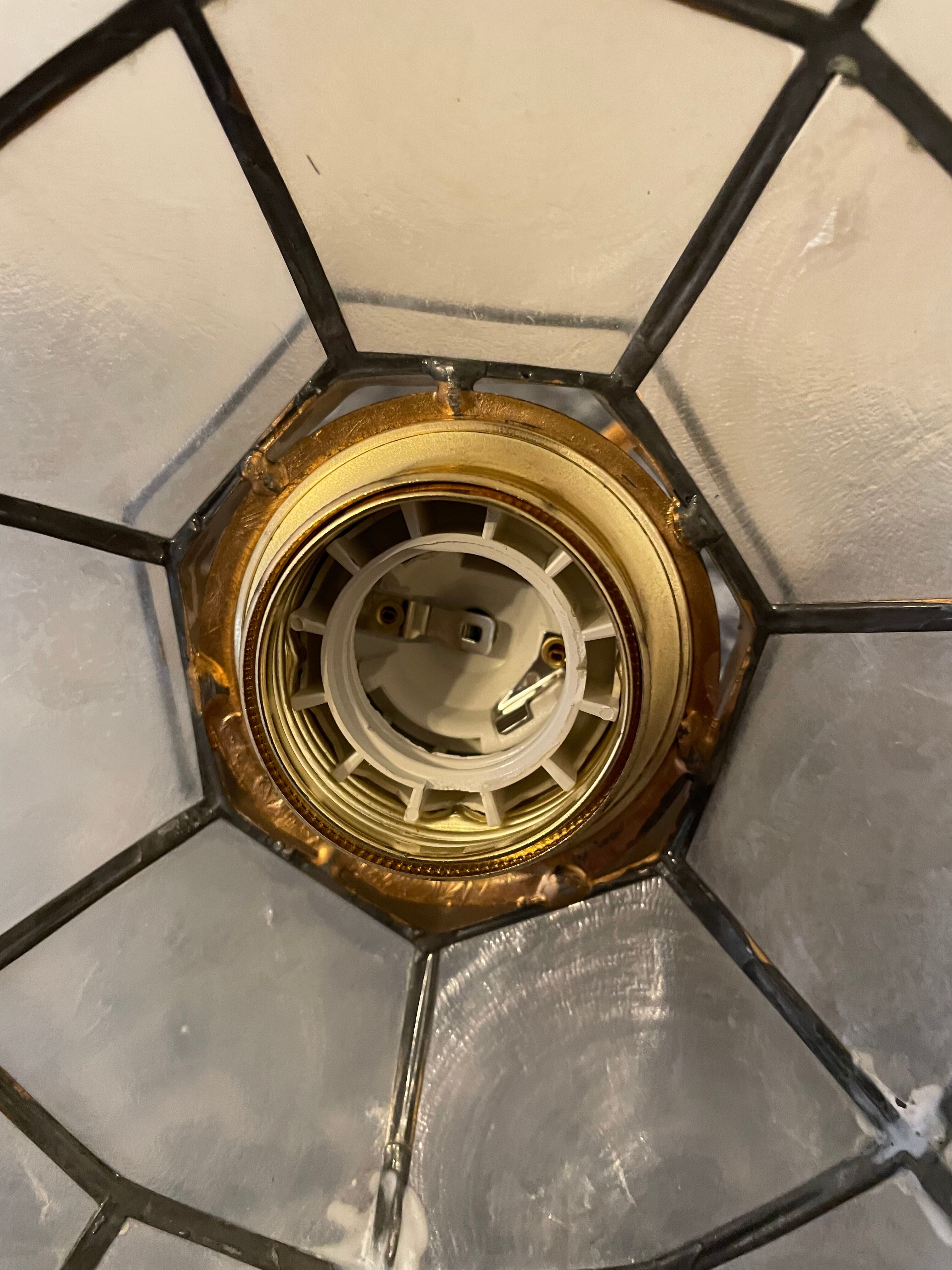 Suspension mother-of-pearl and brass diam 25 cm