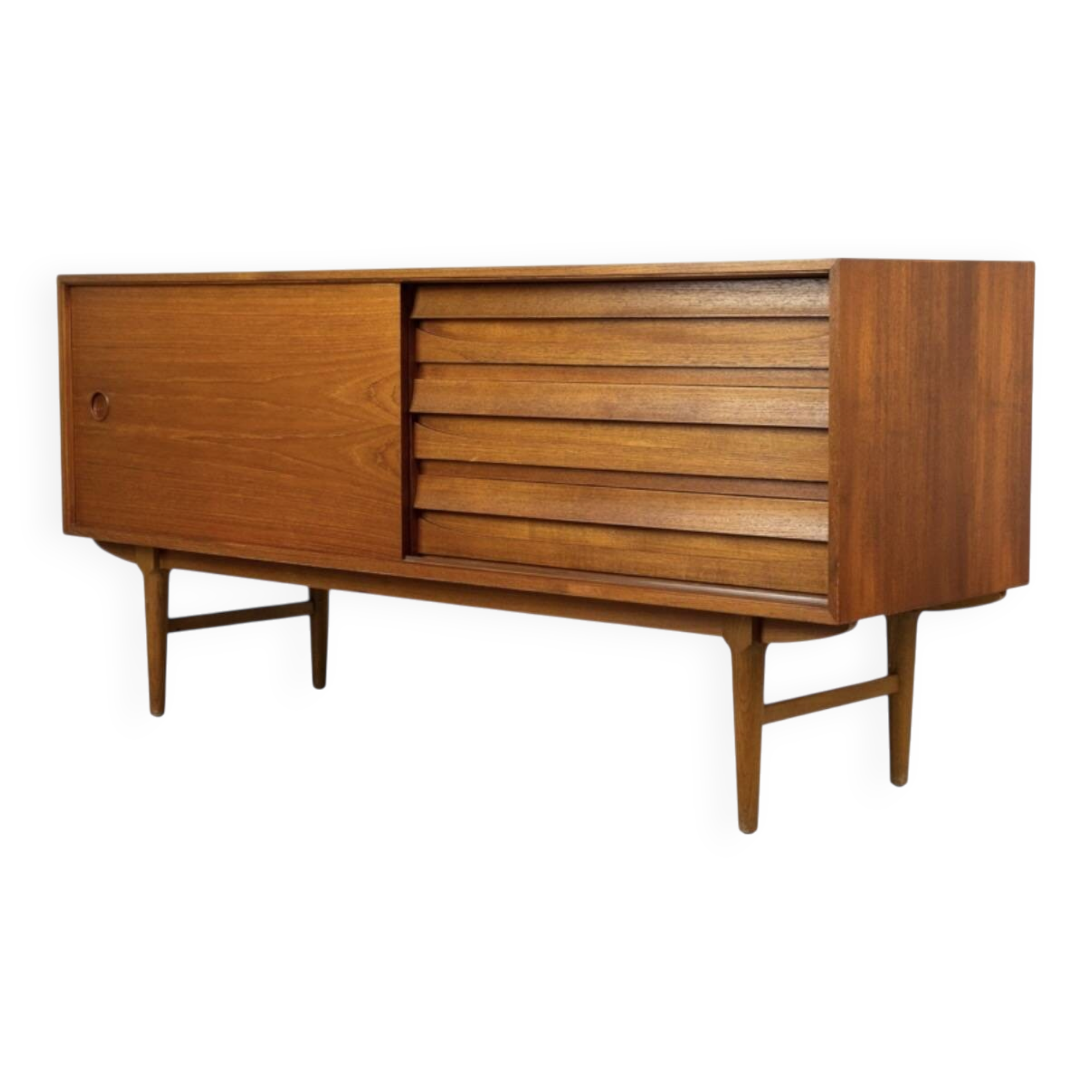 Teak sideboard with sliding door and drawers, 1960s.