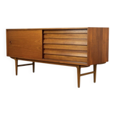 Teak sideboard with sliding door and drawers, 1960s.