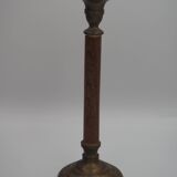 Wood and brass candle holder