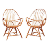 Pair of vintage rattan armchairs