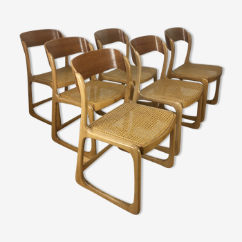 Set de 6 chaises cannées Baumann modèle Traineau en cannage