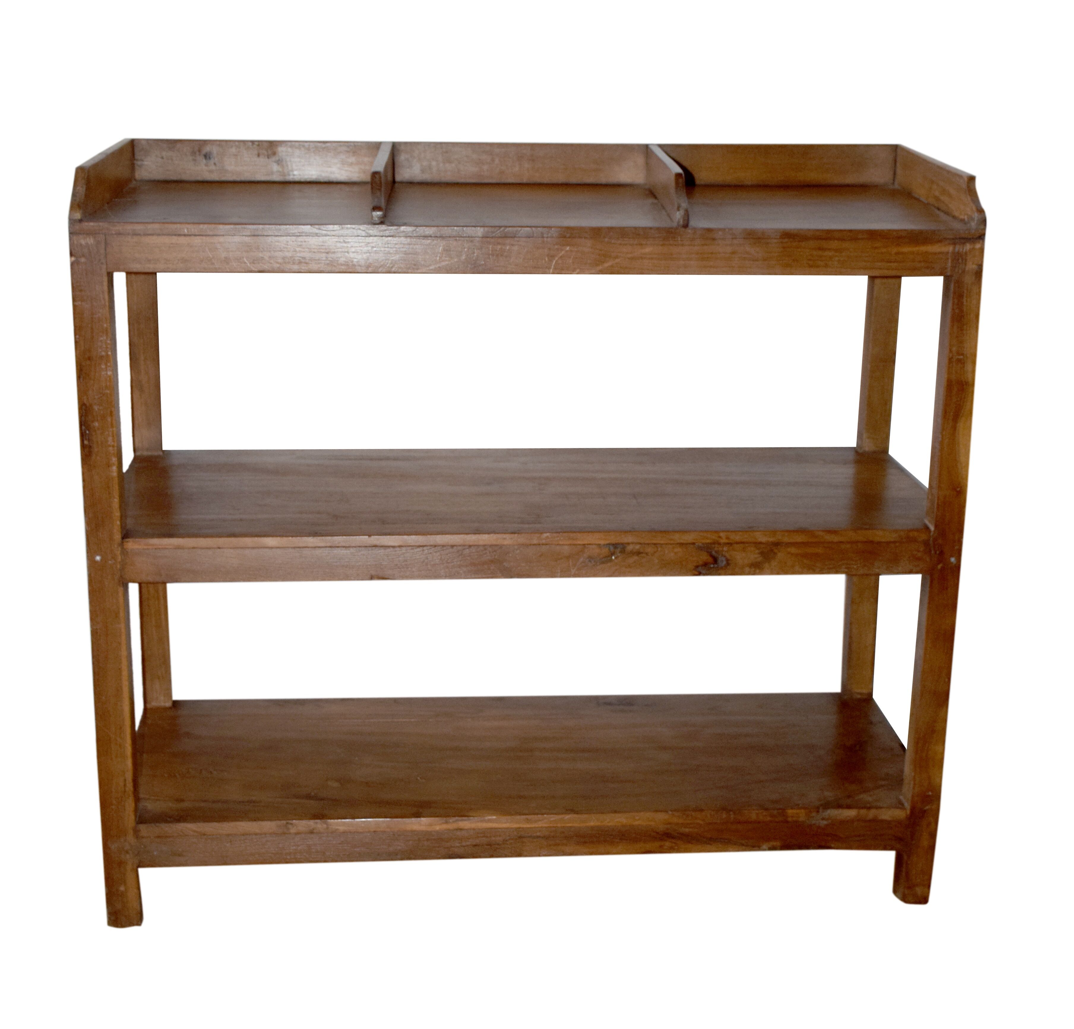 Three-level teak shelf