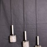Vintage pendant light with 3 glass and chrome elements, 1960.