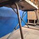 Vintage workbench circa 1930, folding metal leg.