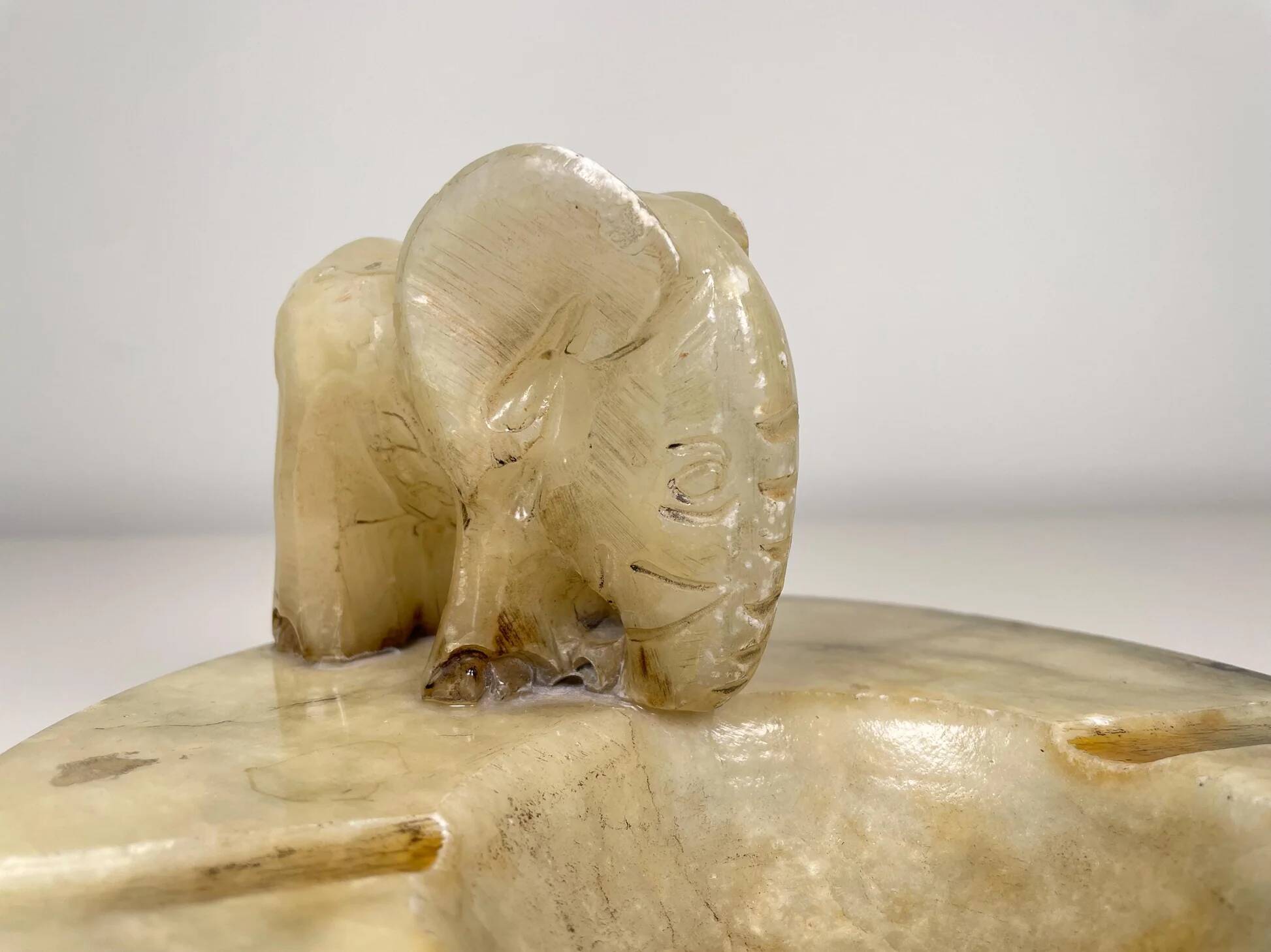 Hand carved alabaster elephant ashtray