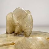 Hand carved alabaster elephant ashtray